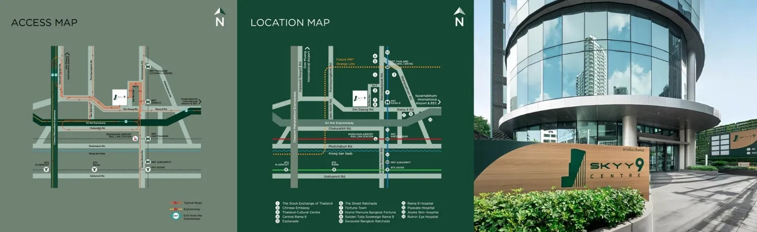 Access map and the SKYY9 Centre building